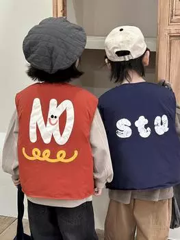 2024 New Children s Down Vest Autumn and Winter Casual Warm Children s Clothing Down Vest Baby Vest 100cm жёлтый