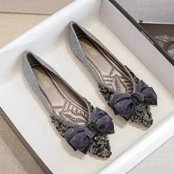 2024 New Classic Bow Single Shoes Women s Water Diamond Pointed Casual Flat Shoes Hot Selling Large Sized Women s Shoes 41-43 34 синий