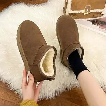 2024 New Classic Thickened Fluff Women s Snow Boots Comfort Warm Ankle Boots Women Autumn Winter Ladies Chunky Botas De Mujer 39 хаки