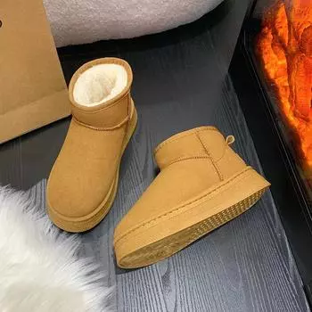 2024 New Classic Thickened Fluff Women s Snow Boots Comfortable Warm Ankle Boots Women Winter Ladies Shoes Chunky Botas Mujer 35 коричневый