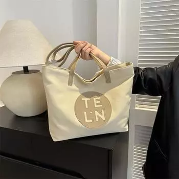 2024 новая контрастная цветная модная сумка через плечо из холста, большая вместительная сумка, женская сумка, повседневная сумка для студентов колледжа