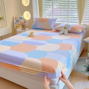 2024 New Cotton Old Coarse Cloth Bed Hat Absorbent AirElastic Fitted Sheet Single 180x200 Printed Cover Pretty Double Bedspreads 150x200cm 1pc