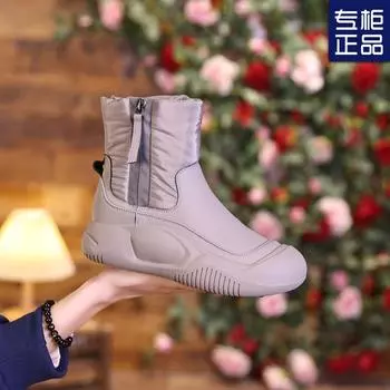 2024 new cotton shoes winter velvet thickened women s shoes snow boots women s thick-soled non-slip non-slip Northeast short boots 35 серый