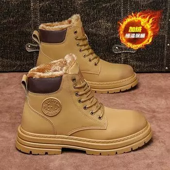 2024 Новые хлопковые теплые мужские туфли Весна и Осень Модные тенденции Повседневная обувь Уличная износостойкая спортивная обувь Кроссовки мужские 39 чёрный