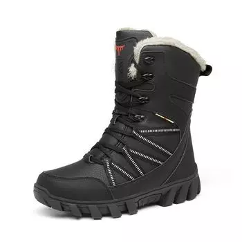 2024 new cowhide high-top snow boots, piled and thickened to keep warm, Northeast large-size large cotton shoes, large-size cotton shoes, men s boots 39