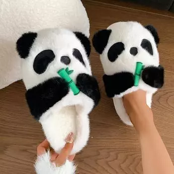 2024 New Cute Cartoon Women s Plush Slippers Comfortable and Warm Indoor Slippers Casual Fashionable Winter Female Cotton Shoes 36 белый