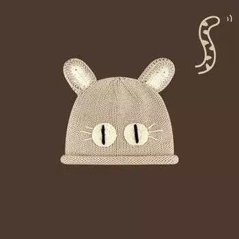 2024 New Cute Cat Ears Knitted Hat Children s Autumn and Winter Warm Ear Protection Student Couple Versatile Wool Hat M56-58cm красный