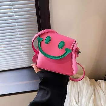 Новинка 2024 года, милая креативная сумка для девочек с улыбающимся лицом, универсальная повседневная сумка через плечо на одно плечо для маленьких девочек, детская сумка