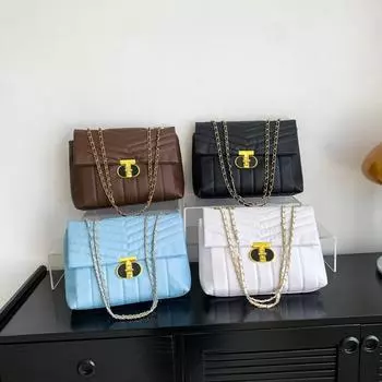 2024 new diamond embroidered thread bag 2024 summer retro new women s bag popular chain messenger bag small square bag белый