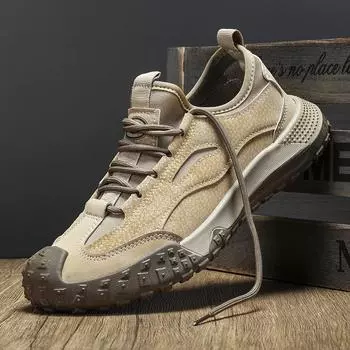 2024 new Doudou shoes men s business and leisure British breathable soft-soled driving shoes outdoor tooling hiking shoes 39 хаки