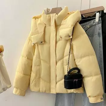2024 new down cotton clothes women s winter loose short hooded casual thickened student bread clothes women S