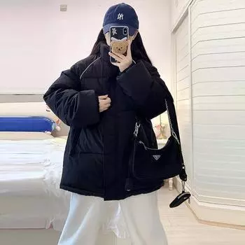 2024 new down cotton-padded clothes women s Korean version stand-up collar small thickened warm cotton-padded clothes women s pink S розовый