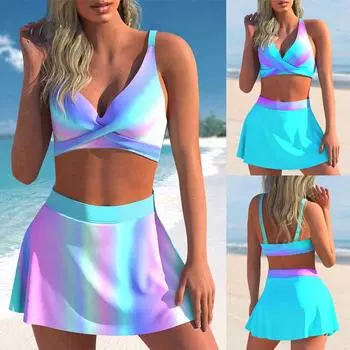 2024 Новое платье, бикини, сексуальные купальники, женские летние купальники, комплект бикини, купальники, женский модный дизайн, пляжный купальник с принтом S синий