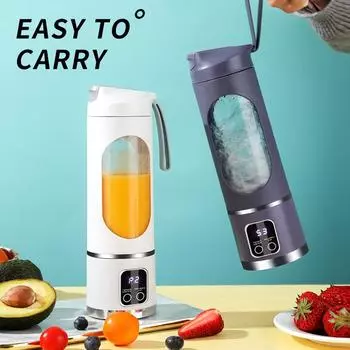 2024 New Electric Juicer USB Charging Mini Portable Blender Fruit Mixers 450M Digital Display Juice Cup Blender Smoothies Mixer белый