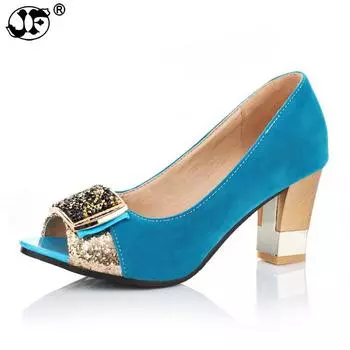 2024 new elegant rhinestone women pumps square heel round toe high heels women shoes fashion party wedding shoes 3 чёрный