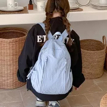 2024 new fashion and leisure simple small backpack college student commuting shopping backpack small fresh travel schoolbag бежевый