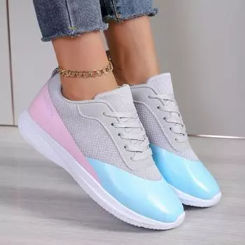 2024 New Fashion Color Matching Versatile Hot-selling Women s Shoes Lace-up Low Heel Versatile Women s Shoes Zapatillas De Mujer 36 чёрный