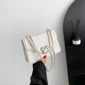 2024 new fashion indentation diamond chain bag, beautiful texture shoulder messenger bag, trendy foreign style small square bag белый