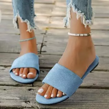 2024 Новые модные однотонные женские летние новые удобные тапочки на плоской подошве с открытым носком, женские модные уличные тапочки с рыбьим ртом Zapatos 36 чёрный