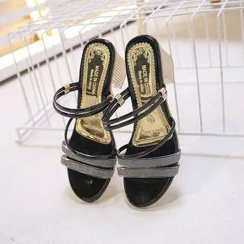 2024 New Fashion Women s Slippers Summer Low-heeled Women s Sandals Open Toe Rubber Sole Lightweight and Comfortable 35 зелёный