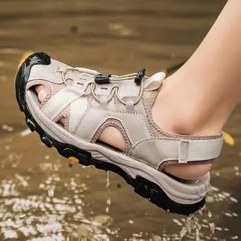 2024 new first-layer pigskin sandals men s summer leisure outdoor mountaineering beach sandals bag head sandals 38