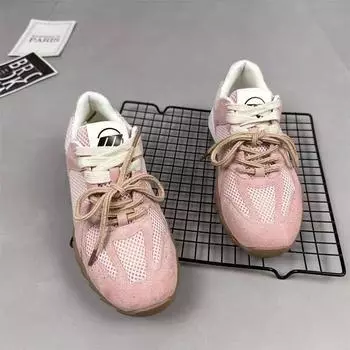 2024 new flat-bottomed breathable Forrest Gump jogging sports and leisure shoes for women, lightweight and versatile casual round head German training 35 розовый