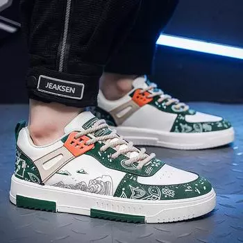 2024 New Flower High Top Board Shoes for Men Spring and Autumn 2024 New Trend Versatile Youth Sports Casual Shoes Shoes for Men 39 синий