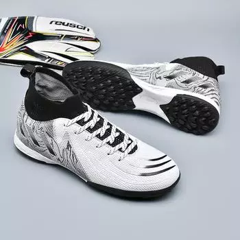 2024 new football shoes men s high-top grass spikes TF broken nails training sports shoes football 33