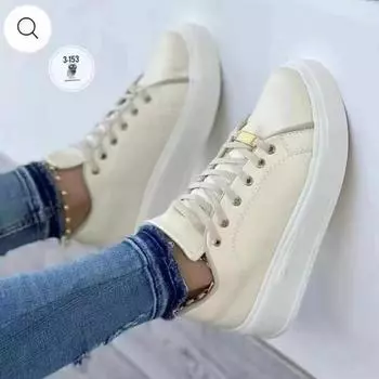 2024 new foreign trade 43 large size casual single shoes European and American round head thick sole solid color front lace-up women s shoes in stock 36 чёрный