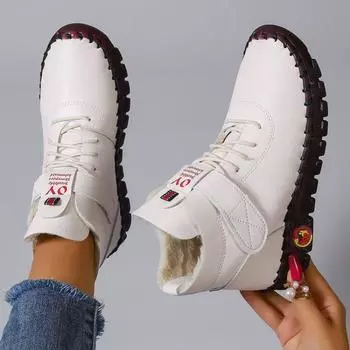 2024 New Fur Thick Boots Women Short Leather Boots Women s Furry Orthopedic Shoes Women Winter Waterproof Snow Boots Botas Mujer 36 чёрный