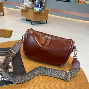 2024 Новые сумки через плечо из натуральной кожи для женщин, винтажная сумка через плечо из коровьей кожи, сумка-хобо с двумя длинными плечевыми ремнями, кошелек чёрный