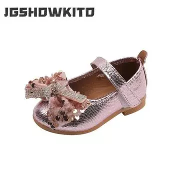 2024 New Girls Soft-soled Mary Jane Children Simple Fashion Versatile Shallow Bow Butterfly Crown Performance Shoes Hook & Loop 21