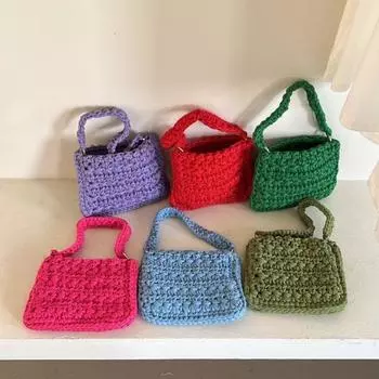 2024 new hand-woven bag, Japanese and Korean spring summer beach bag DIY hand-woven shoulder wrist woven bag