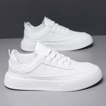 2024 new high-end spring and summer breathable men s shoes platform trend board shoes casual men s non-slip white shoes 39 белый