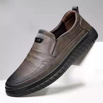 2024 New High Quality Outdoor Comfortable Fashion Soft Classic Driving Non-slip Flats Handmade Men Cowhide Leather Casual Shoes 38 чёрный