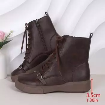 2024 New High Quality Women s Boots Comfortable and Warm Winter Leather Boots Fashionable and Durable Ladies Casual Hiking Shoes 35 коричневый