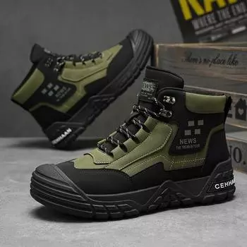 2024 new high-top autumn and winter tooling men s shoes trendy shoes Martin boots retro British casual short boots locomotive shoes 39