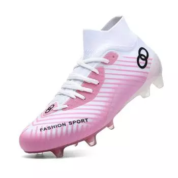 2024 new high-top seamless fly-woven football shoes student training competition long nail broken nail shoe factory 35