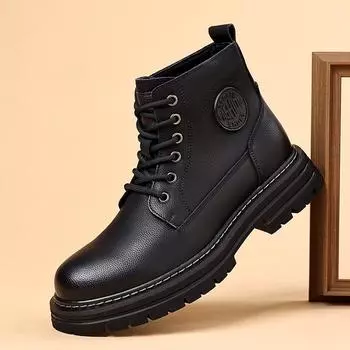 2024 new high-top thick-soled men s boots British style trend Martin boots men s warm and velvet tooling boots 38