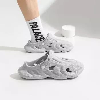 2024 new hole shoes men s summer wear hollow breathable bag head slippers non-slip coconut half-drag sandals 36 песочный