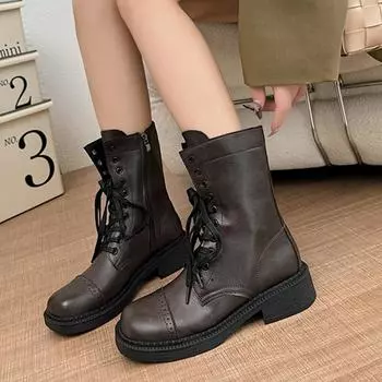 2024 New Hot Selling High Quality Brand New Winter Buckle Fashion Street Riding Boots Cool Thick Heel Knee-high Women s Boots 35 кофейный