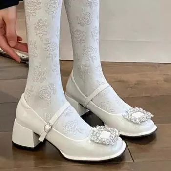 2024 New Hot Selling Women s Shoes Japanese College Style Uniform Shoes Women s British Women s Shoes Mary Jane High Heels 35 чёрный