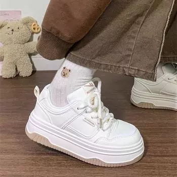 2024 New Huili Little White Shoes Women s Autumn Versatile Sweet Girls Niche Board Shoes Student Platform Bread Shoes 35