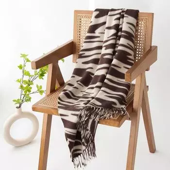 2024 New Imitation Cashmere Scarf Fashionable Deep Coffee Animal Pattern European And American Thick Scarf For Couples To Keep Warm Shawl 80*200cm