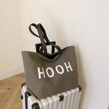 2024 новая сумка из холста, японская и корейская сумка через плечо, женская сумка-тоут для старшеклассников, фактурная сумка под мышкой чёрный