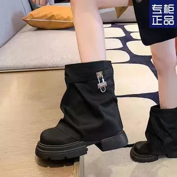 2024 new Internet celebrity high sense thick bottom super fire show high short boots British style winter explosion Martin boots women 35 белый