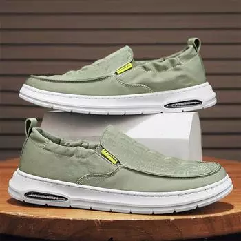 2024 new Japanese umbrella cloth shoes men s thin sewn sole breathable canvas shoes one pedal soft sole Doudou shoes men 39 чёрный