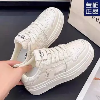 2024 new Korean version autumn thick-soled mesh niche trend white shoes women s versatile original design board shoes women 35 белый