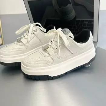 2024 new Korean version casual board shoes burst pattern explosion white shoes niche thick sole heightening fashion sports shoes tide 35 белый