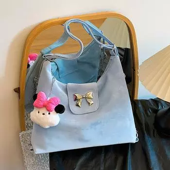 2024 new Korean version of spring personalized leisure large-capacity shoulder messenger bag beautiful niche simple backpack Without pendant белый